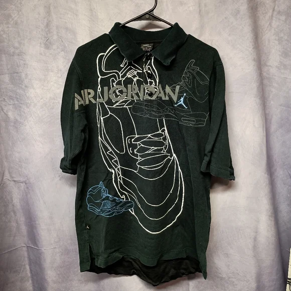 Vintage Air Jordan Polo Jumpman Sneaker Graphic Size Large‎