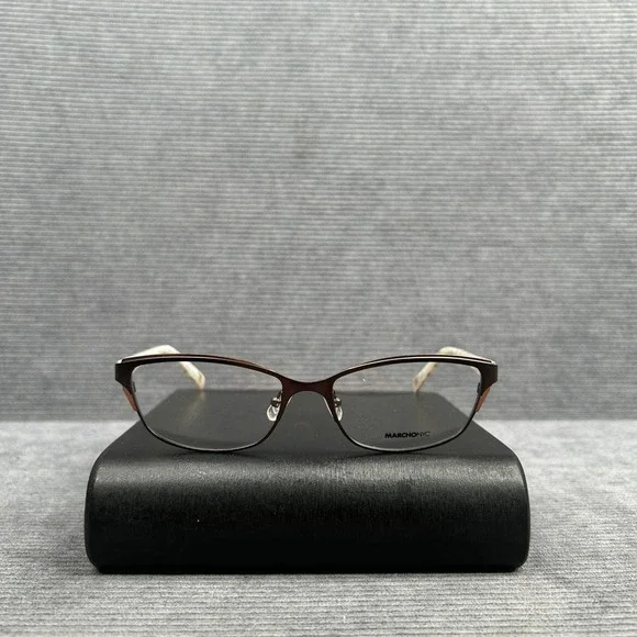 Marchon NYC Uptown M-NEUE 250 Brown Cat Eye Y2k Eyeglasses Frames 53-16-135