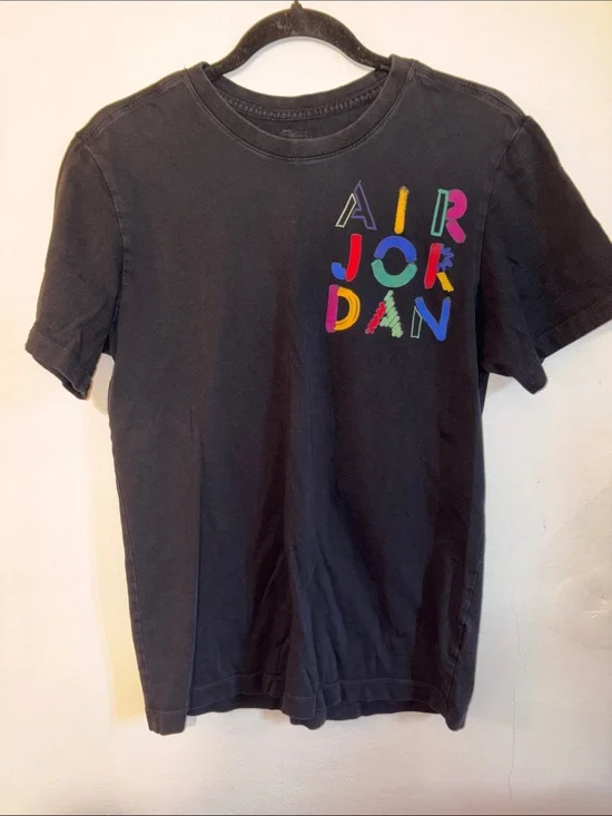 Jordan Black Tee with Multicolor AIR JORDAN Letters