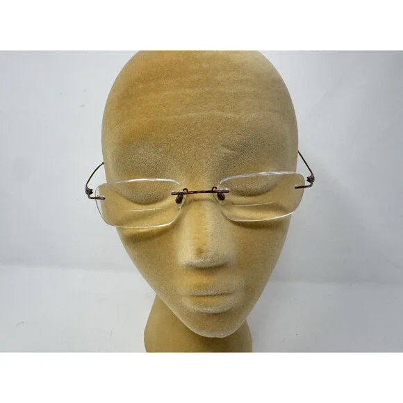 Charmant CH8600 BR Beta Titanium Brown Rimless Eyeglass Frames 140mm Authentic
