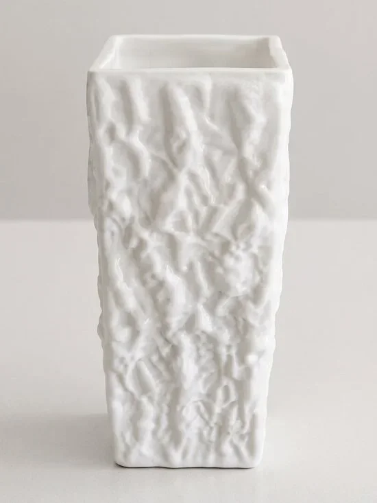 Vintage White INGRID GLASS Design Glass Vase West Germany