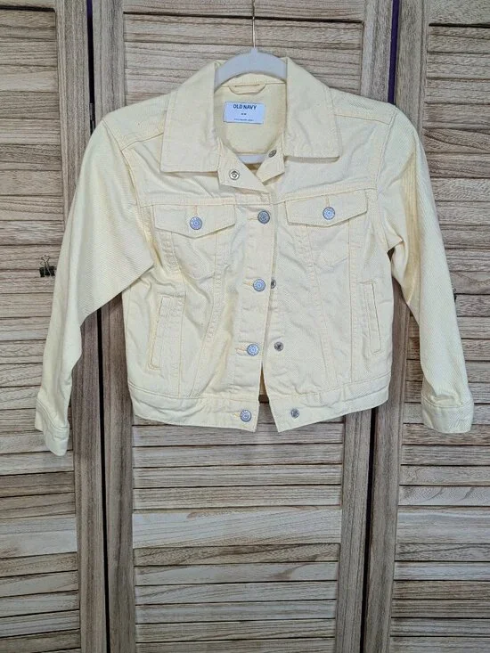 Old Navy Pale Yellow Denim Jacket Size Medium (8)