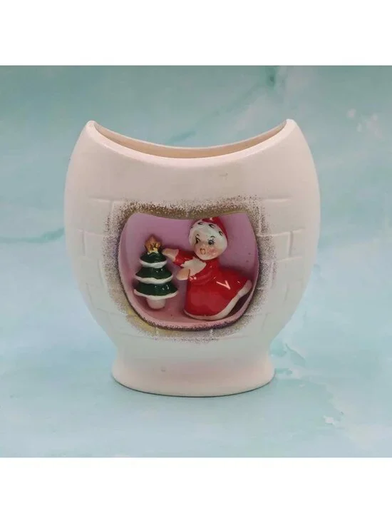 Holt Howard Christmas Pixie Mrs. Claus 3d Ceramic Vintage Planter - Read Below