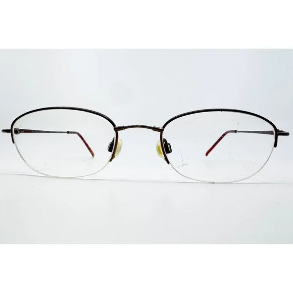 Flexon 618 Eyeglasses Mens Coffee Brown Semi Rimless Oval 49-20-140