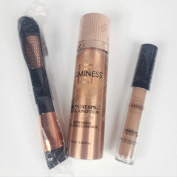 Luminess 3 Pcs Bundle Foundation, Concealer, Brush Tan Dark