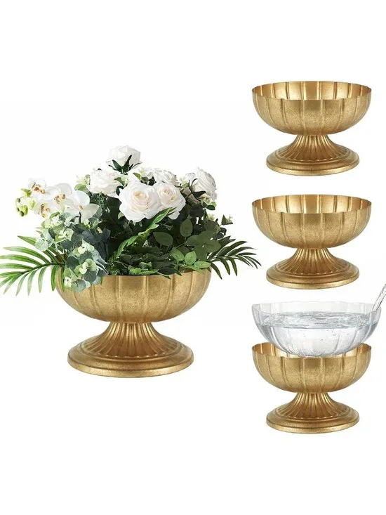 Elegant Vintage Gold Compote Vases for Wedding Centerpieces - 8.5