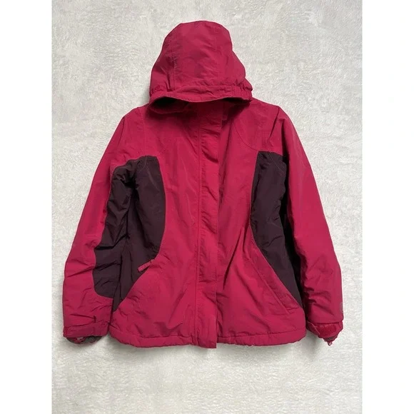 Lands' End Squall Girls M 10-12 Pink Hooded Fleece‎ Lined Winter Jacket