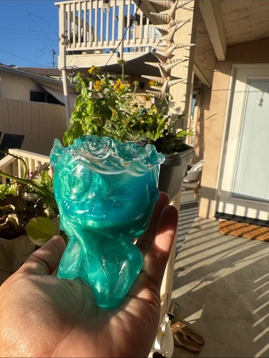 Resin Handcrafted Teal Decorative 2”planters