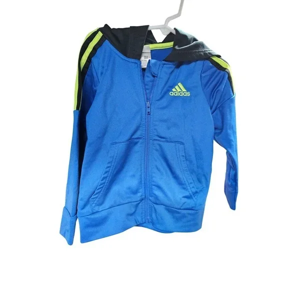 Adidas‎ Toddler Full Zip Hoodie Jacket Blue Green Black 3T