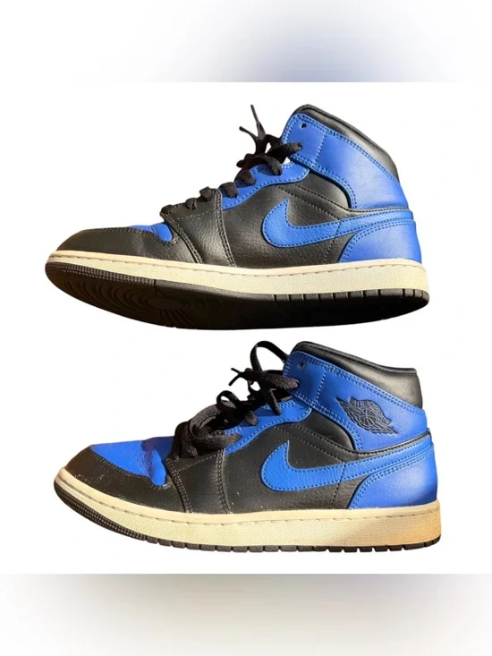 Jordan Air Jordan 1 Mid Black/Hyper Royal-White Mid Top Leather 554724-077