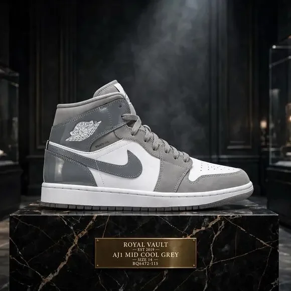 SIZE 14 Air Jordan 1 Mid SE Cool Grey White Light Grey BQ6472-115 HF3216-100 DS