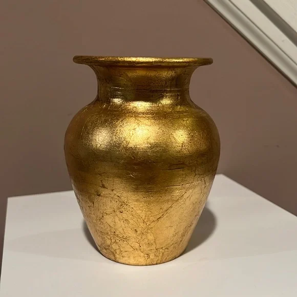 Gold Leaf Clay Vase