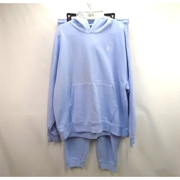 Mens Air Jordan Essentials Fleece 2 Piece Set XXL Lite Blue Pullover & Sweats