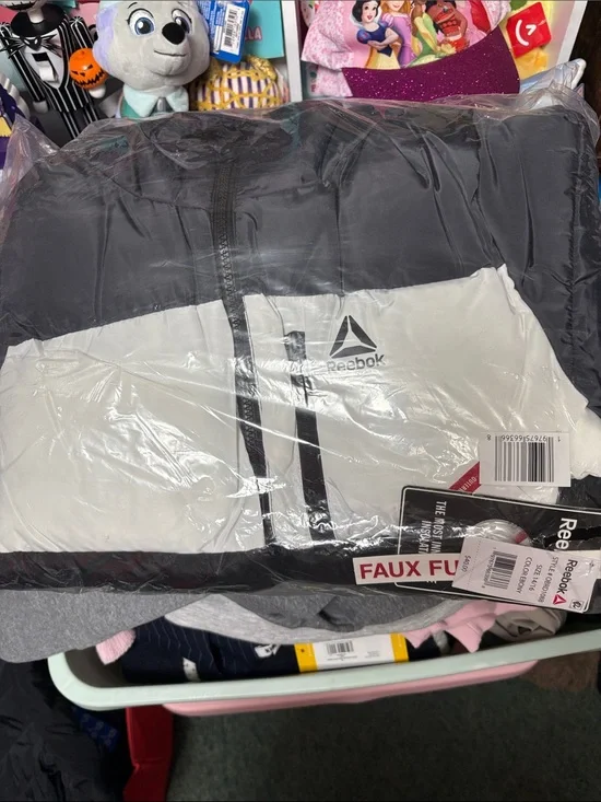 Reebok Kids Black and White Colorblock Puffer Jacket