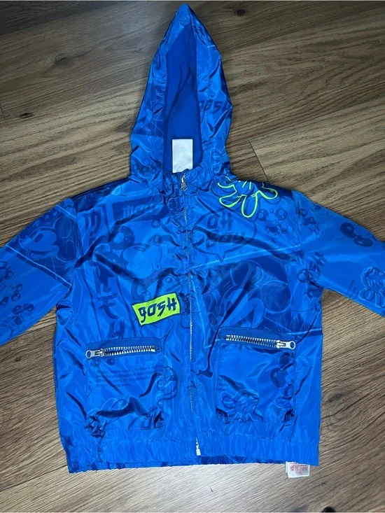Disney Mickey Mouse GOSH Blue Hooded Rain Jacket Windbreaker Zip 4T 4