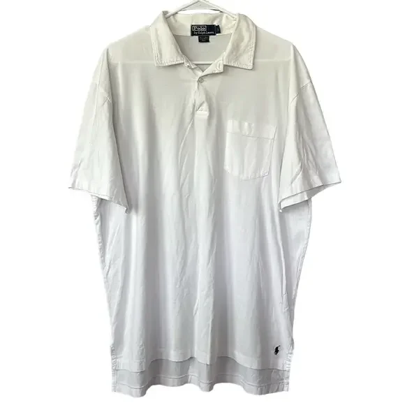 Polo Ralph Lauren Vintage Y2K White Pima Cotton Pocket Polo Shirt Size L