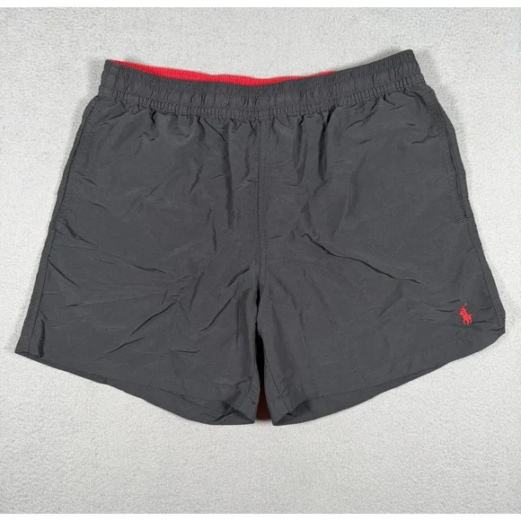 Polo Ralph Lauren Men's Traveler Swim Trunks Black Red Pony Size L Large