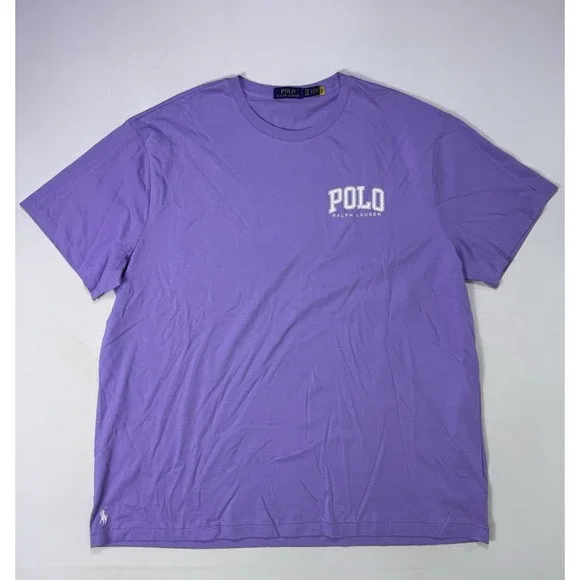 Polo Ralph Lauren Mens 2XB Purple Crew Neck T-Shirt Logo Cotton Big & Tall Tee