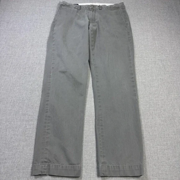 Polo Ralph Lauren Slim Fit Chino Pants Mens 33x32 Gray Cotton Canvas Flat Front