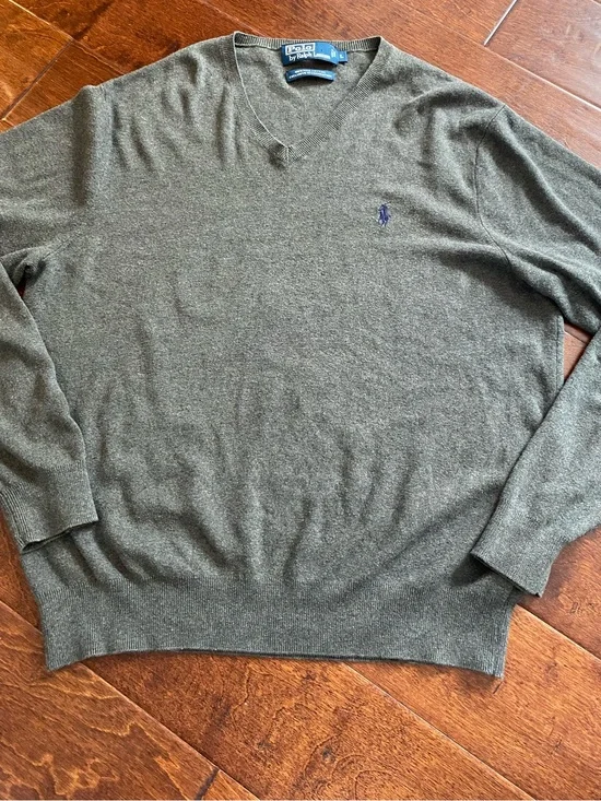Polo Ralph Lauren Men's V-Neck Sweater Heather Charcoal Gray Size Large
