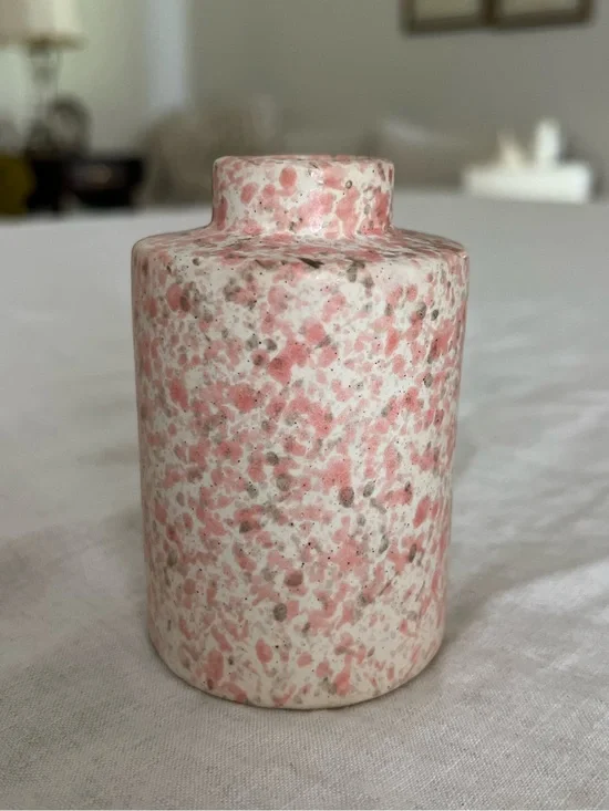 Speckled Pink Ceramic Decorative Bud Vase - 4.25”