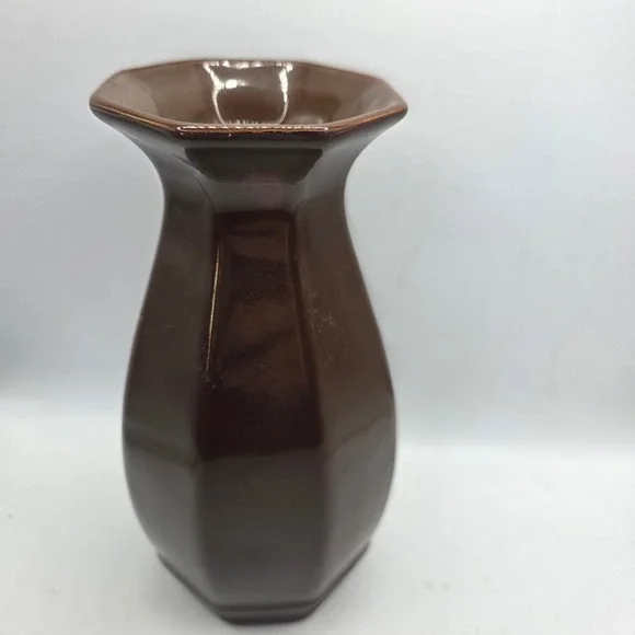 Vintage Royal Haeger Dundee Illinois Brown Glazed Art Pottery Vase Original Labe