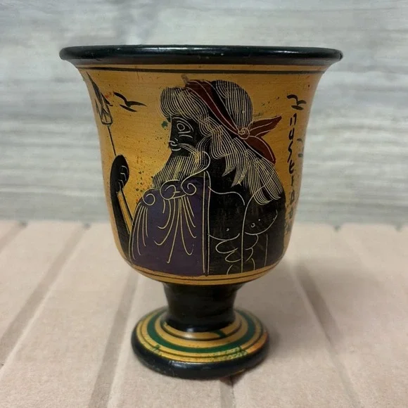 Pythagorean Cup Greek Ceramic Pottery Cup of Justice Greek Roman God Zeus (D7)