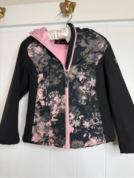 Free Country Pink and Black Floral Raincoat