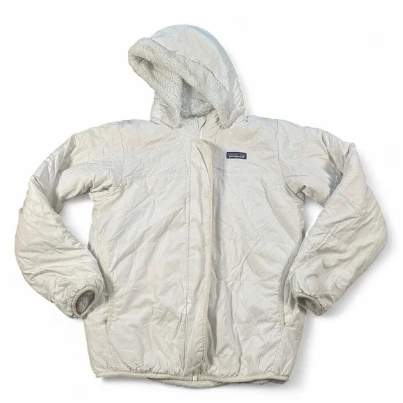 Patagonia Youth Kids White Down Reversible Sherpa Puffer Jacket XL