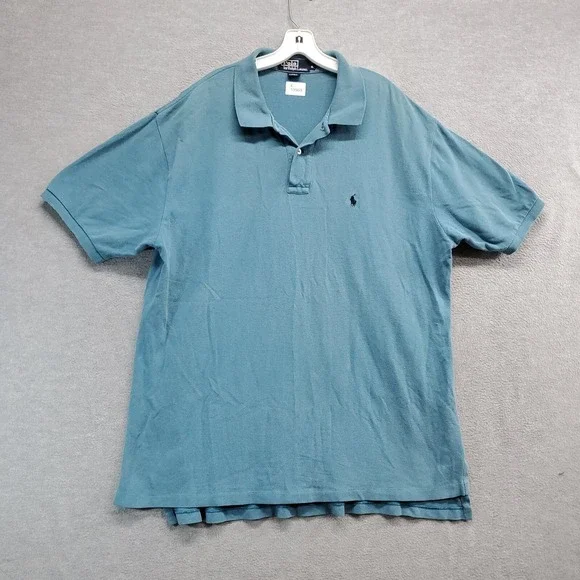VINTAGE Polo Ralph Lauren Men Polo Shirt XL‎ Blue Logo Embroidered Short Sleeve