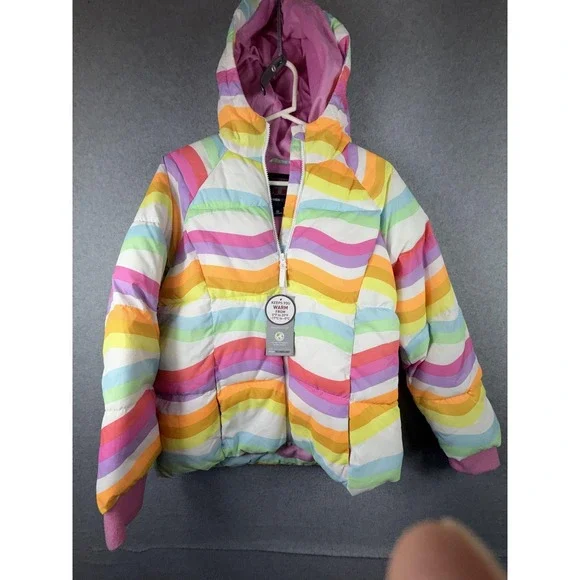 SwissTech Jacket Youth Girls 18‎ Multicolor Rainbow Hooded Puffer Winter Coat