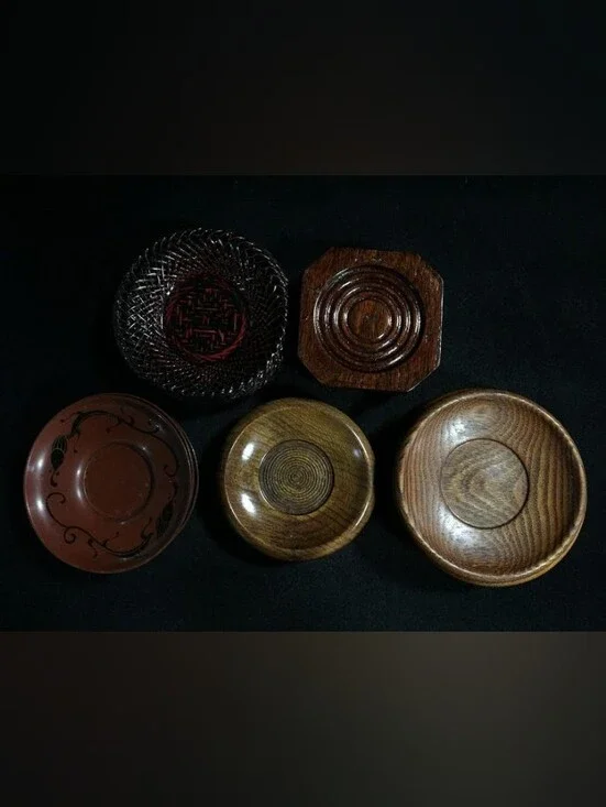 Assorted Wooden and Lacquer Accent Dishes - Brown