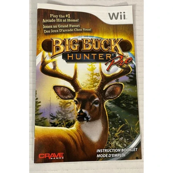 Crave Games Big Buck Hunter Pro‎ Wii Manual Multi Hunting Arcade Guide