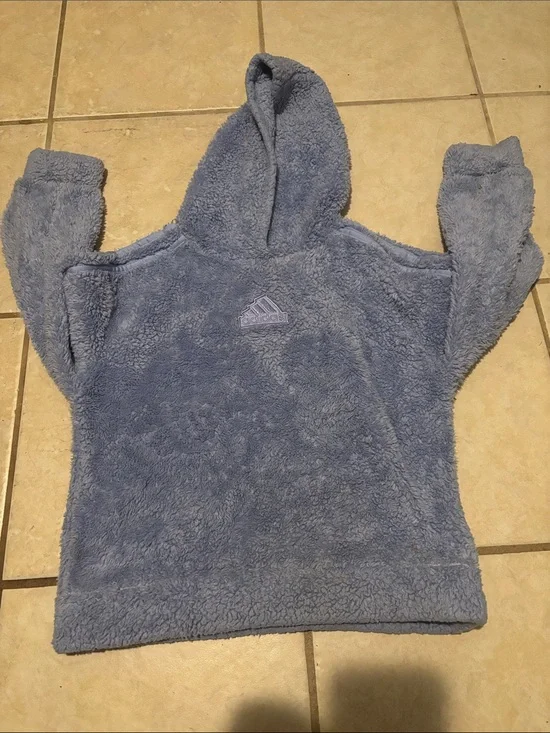 adidas Kids Plush Hooded Pullover Jacket - Light Blue