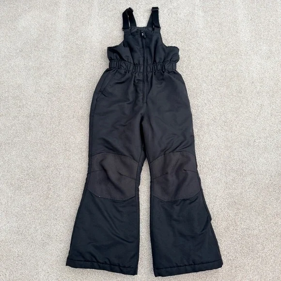 Faded Glory Snow Bibs Kids Size M 7-8 Black Insulated Ski Pants Snowboard