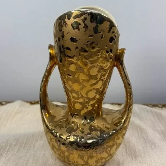 Vintage Gold Weeping Glaze Ceramic Double Handle Vase