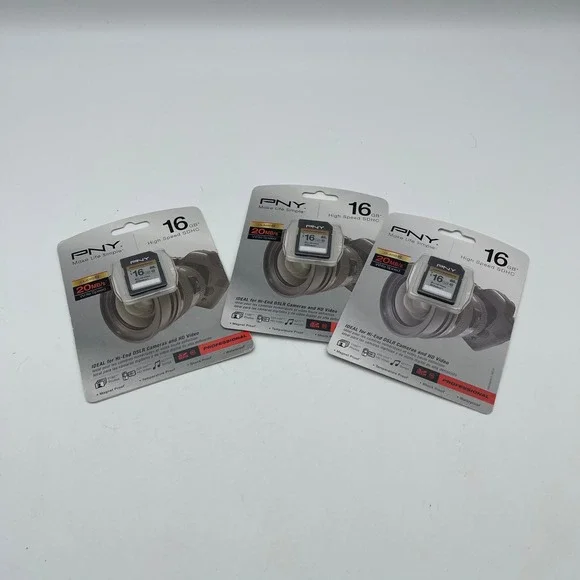 3 Pack PNY 16GB Professional‎ High Speed SDHC Class 10 Memory Cards 20MB/s NEW