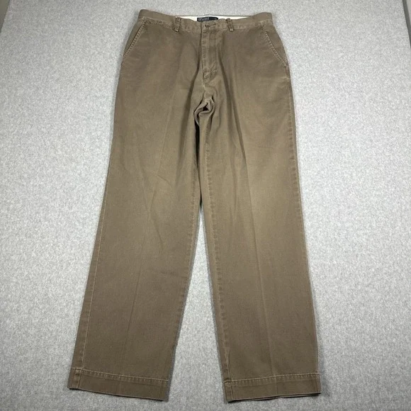 Vtg Polo Ralph Lauren Classic Chino Cotton Twill Pants Men's 33x32(32x30) Brown