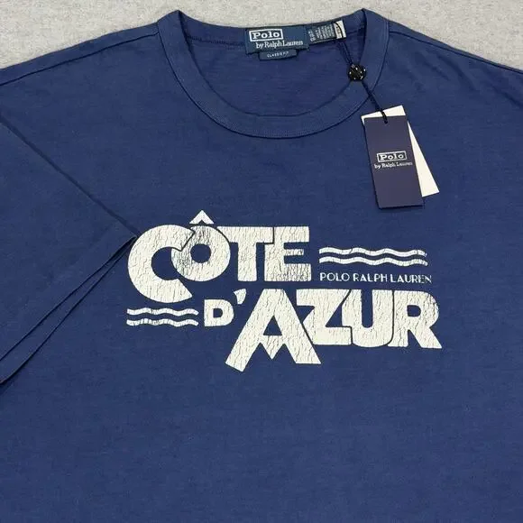 Polo Ralph Lauren Côte D'Azur Classic Fit T Shirt Men's XL Navy Blue Cotton NWT