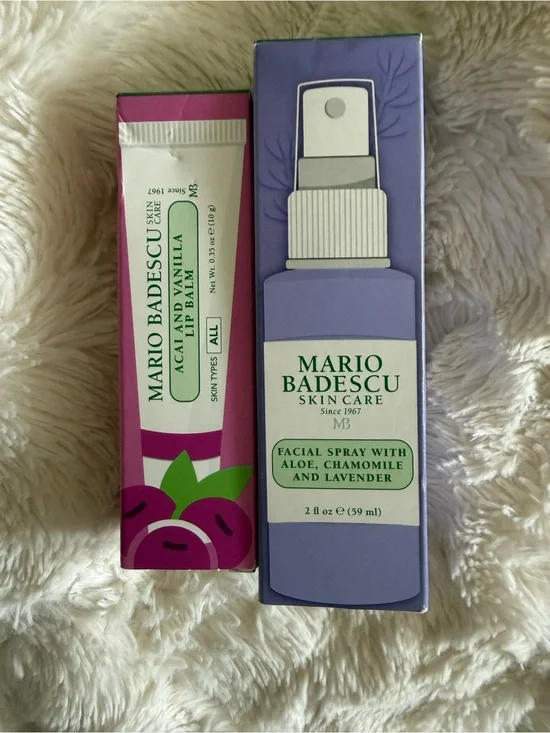 Mario Badescu Lavender Facial Spray & Acai Vanilla Lip Balm - 2 items