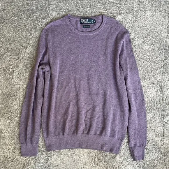 Polo Ralph Lauren Purple Preppy Pullover Crewneck Sweater Men's Size Medium