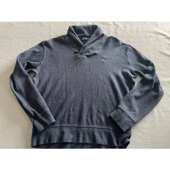 Polo Ralph Lauren Mens Estate Rib Shawl Collar Pullover Navy Blue Medium(Small)