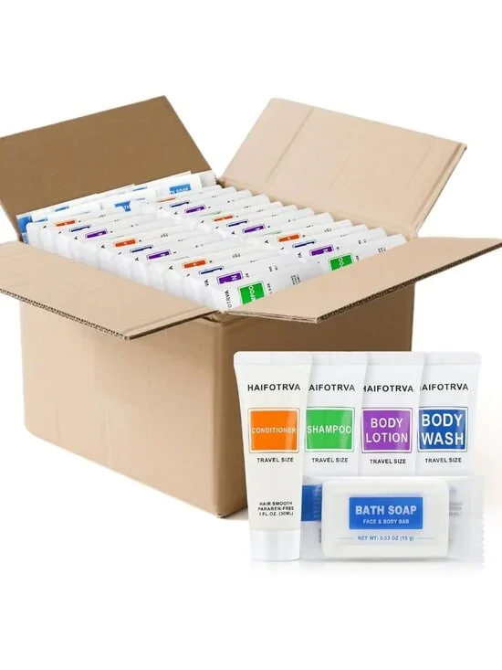 200 Pcs 5-IN-1 Travel Soaps & Toiletries Set, Bulk Hotel Supplies for Guests