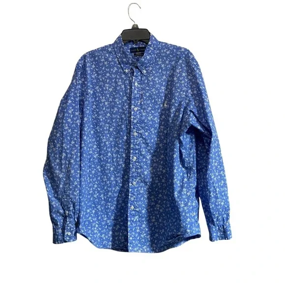 Ralph Lauren Classic fit Shirt XL Button Front Coastal Nautical All Over Print
