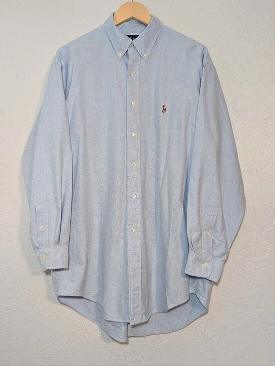 Men's Polo Ralph Lauren Yarmouth Cotton Oxford Light Blue Button Down Shirt