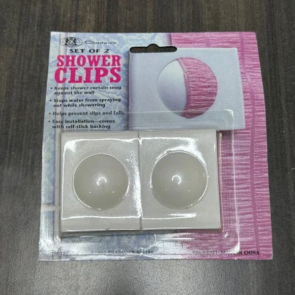 Chadwick Shower Clips Set of 2 Self Stick No More‎ Water on The Floor