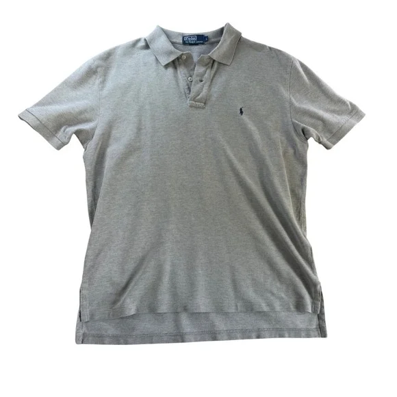 Polo Ralph Lauren Mens Large Gray Short Sleeve Pique Polo Shirt Pony Logo
