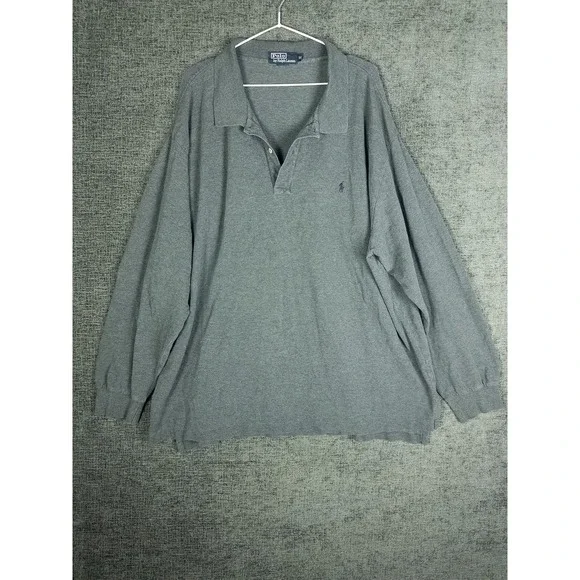 Polo Ralph Lauren Long Sleeve Polo Shirt Mens 3X Gray‎ Cotton Pique Classic Fit
