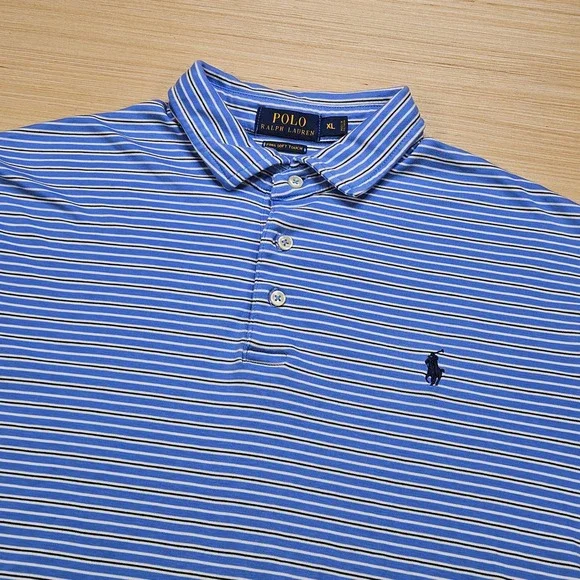 Polo Ralph Lauren Polo Men XL Blue Striped Pima Soft Touch Short Sleeve Shirt