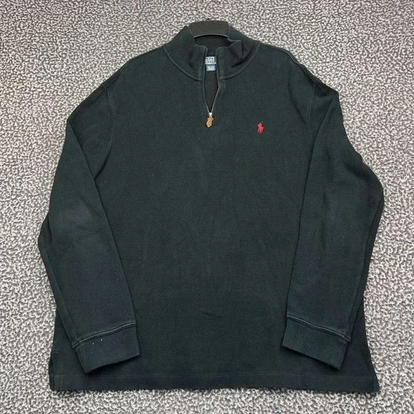 Vintage Polo Ralph Lauren Sweater Men XL 1/4 Zip Cotton Pullover Long Sleeve